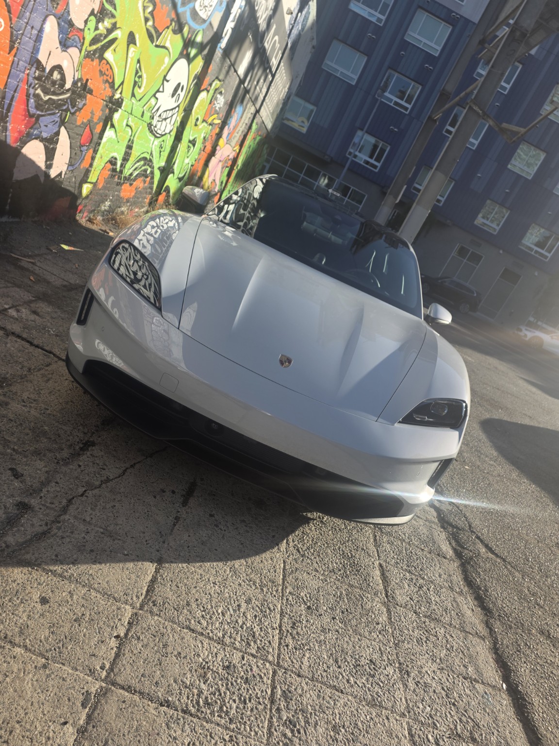 White sports car after professional exterior detailing